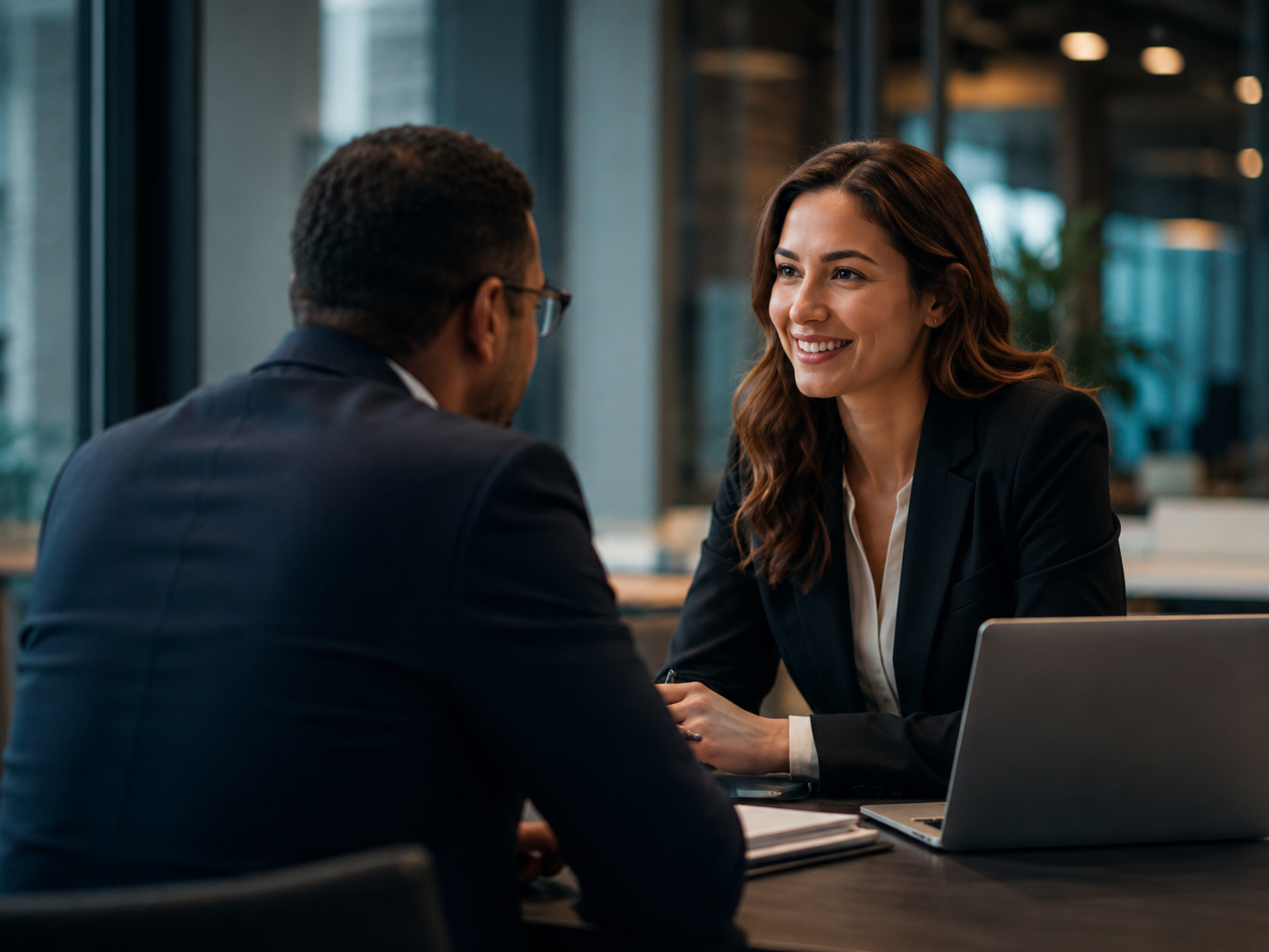Senior professionals in a transition advisory conversation